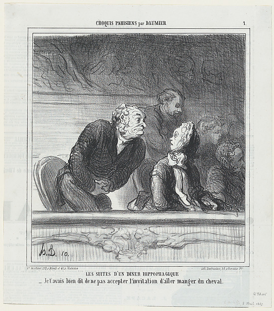 Consequences of a horsemeat dinner, from 'Parisian sketches,' published in Le Charivari, April 8, 1865