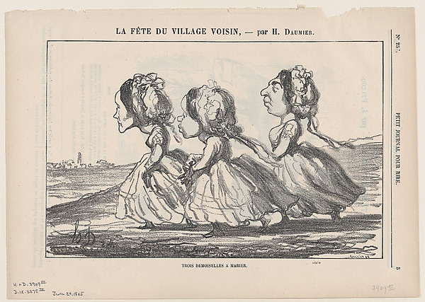Three marriageable young ladies, from "A celebration in the neighboring village" by Honoré Daumier, The Metropolitan Museum of Art