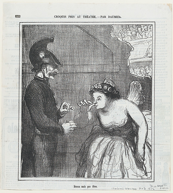 A goddess, but not proud at all, from 'Theater sketches,' published in Le Charivari, June 12, 1865