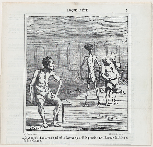 I'm just wondering who might have been the joker who insisted that man was at the pinnacle of creation, from 'Summer sketches,' published in Le Charivari, July 24, 1865