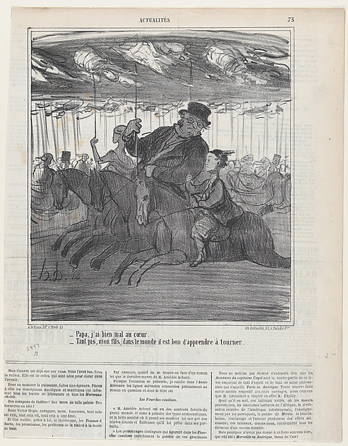 –Papa, I 'm getting sick. –Too bad, my son, but in this world you must learn to go in circles, from 'News of the day,' published in Le Charivari, April 30, 1866