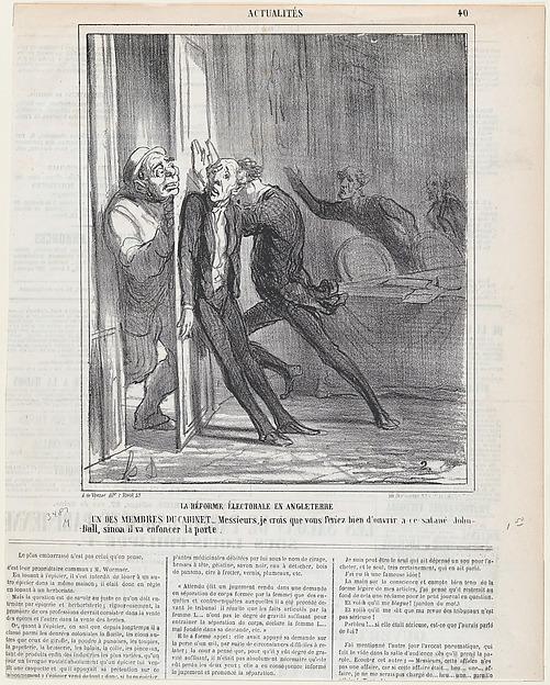Election reform in England, from 'News of the day,' published in Le Charivari, February 26, 1866
