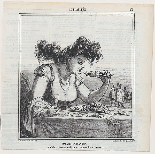 Madame Gargantua: A model, recommended for the next carnival, from 'News of the day,' published in Le Charivari, March 2, 1866