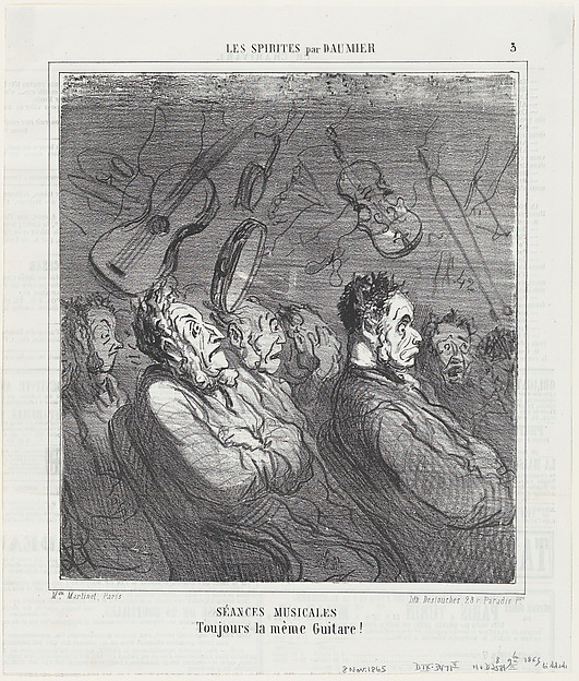 Musical séances, always the same song!, from 'The spiritualists,' published in Le Charivari, November 8, 1865