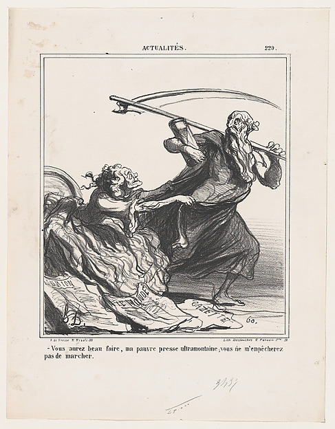Do what you like, my poor ultramontane press. You will not prevent me from marching on, from 'News of the day,' published in Le Charivari, December 5, 1866