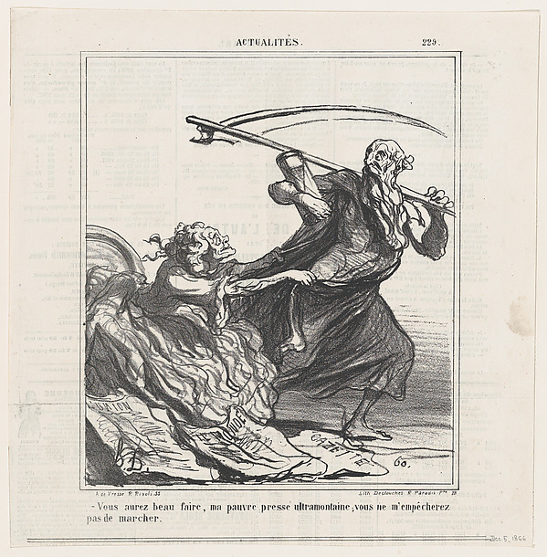 Do what you like, my poor ultramontane press. You will not prevent me from marching on, from 'News of the day,' published in Le Charivari, December 5, 1866