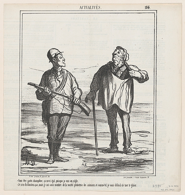 You are a warden, it is all right for me since I have a license, from 'News of the day,' published in Le Charivari, October 27, 1866