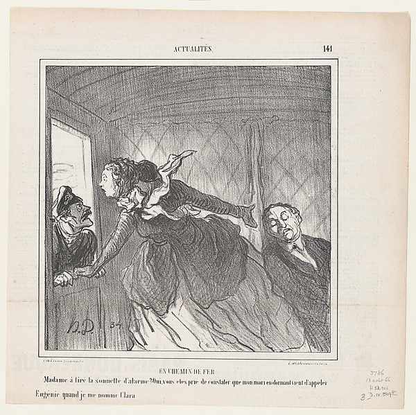 On the railroad, from 'News of the day,' published in Le Charivari, August 18, 1866