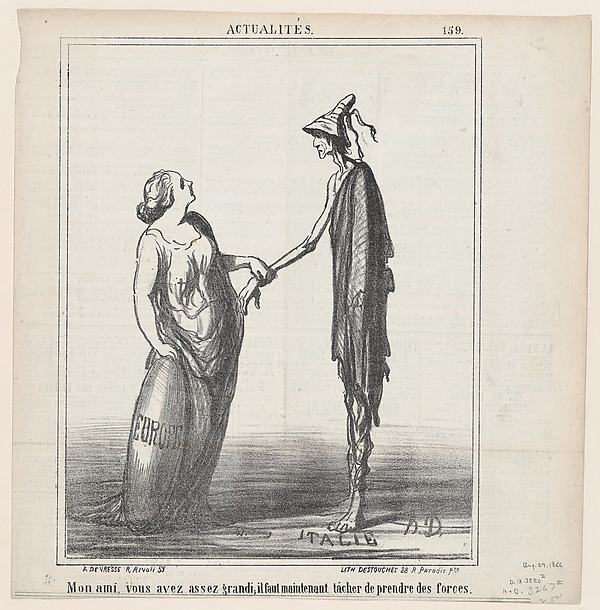 My friend, you are tall enough; but now you must try to put on some weight!, from 'News of the day,' published in Le Charivari, August 29, 1866