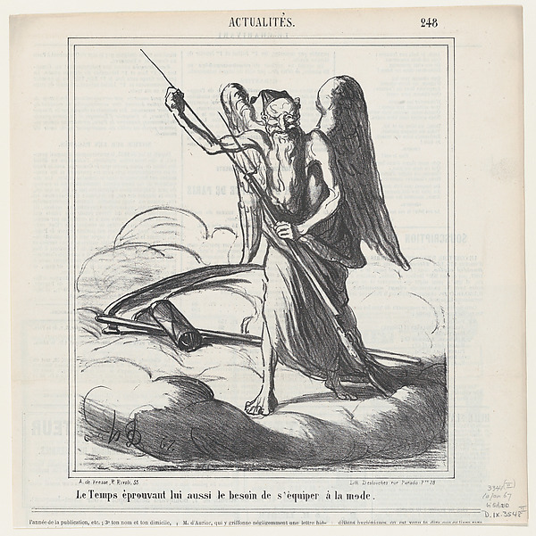Time too feels the urge for modern equipment, from 'News of the day,' published in Le Charivari, January 10, 1867