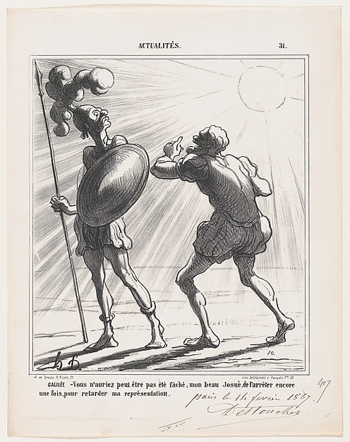 Galileo: You wouldn't be annoyed, my good Joshua, to stop the sun once again for the sake of my show, from 'News of the day,' published in Le Charivari, February 22, 1867