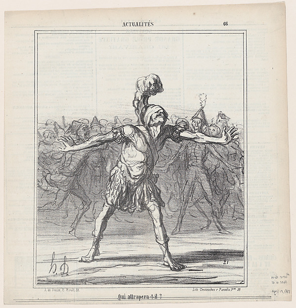 Who will he catch?, from 'News of the day,' published in Le Charivari, April 19, 1867