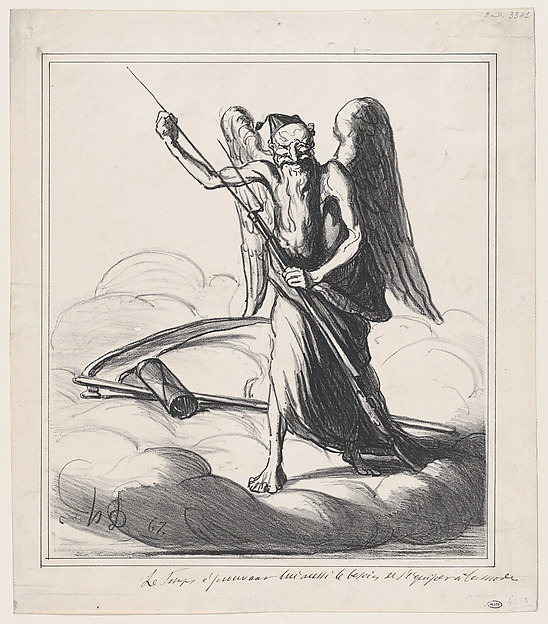 Time too feels the urge for modern equipment, from 'News of the day,' published in Le Charivari, January 10, 1867