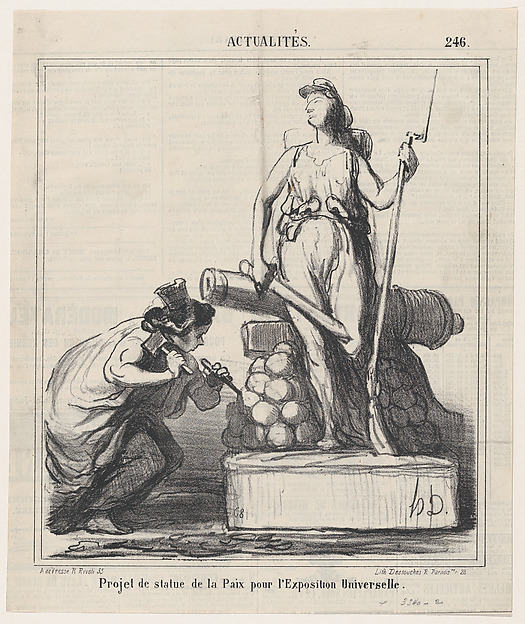 Project for the statue of peace at the Universal Exposition, from 'News of the day,' published in Le Charivari, January 5, 1867