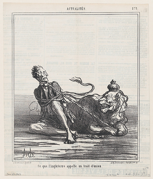 This is what England calls a joint union, from 'News of the day,' published in Le Charivari, December 28, 1867