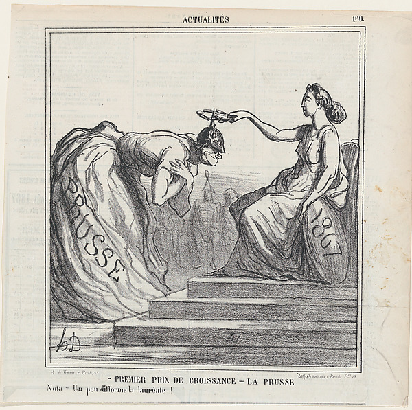 First prize for growth – Prussia: Note: the prize winner is a bit deformed, from 'News of the day,' published in Le Charivari, August 13, 1867