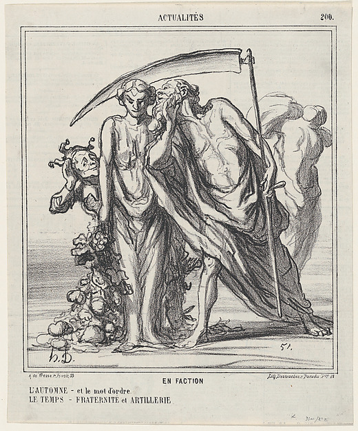 On Sentry Duty: Autumn –and the password? Time–Fraternity and artillery, from 'News of the day,' published in Le Charivari, September 30, 1867
