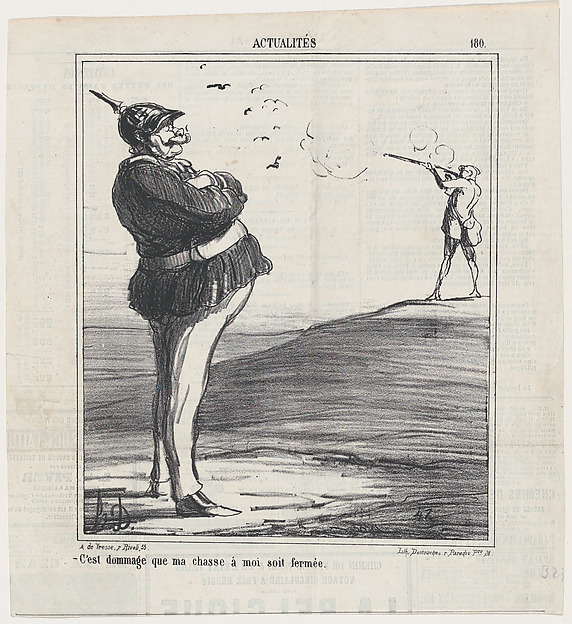 What a shame that I am not allowed go hunting, from 'News of the day,' published in Le Charivari, September 7, 1867