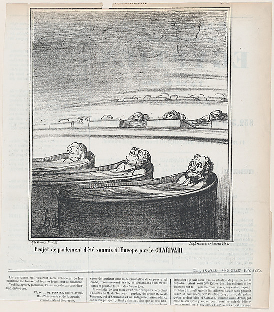 Idea for summer parliament submitted to Europe by the Charivari, from 'News of the day,' published in Le Charivari, July 13, 1868