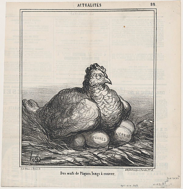 Easter eggs hatched for a long time, from 'News of the day,' published in Le Charivari, April 13-14, 1868