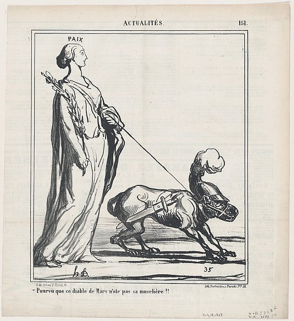 Let's just hope that this devil Mars doesn't pull out of his muzzle, from 'News of the day,' published in Le Charivari, July 18, 1868