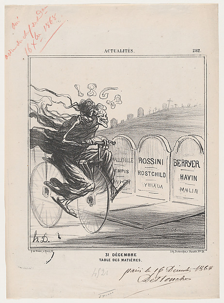 December 31st, Table of contents, from 'News of the day,' published in Le Charivari, December 31, 1868