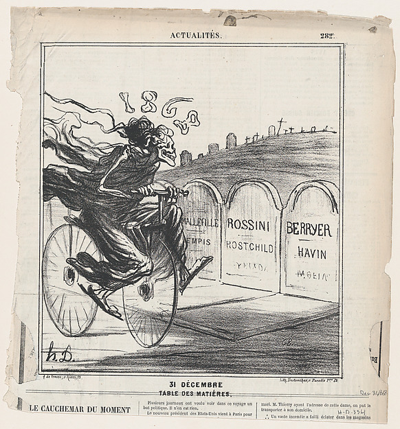 December 31st, Table of contents, from 'News of the day,' published in Le Charivari, December 31, 1868