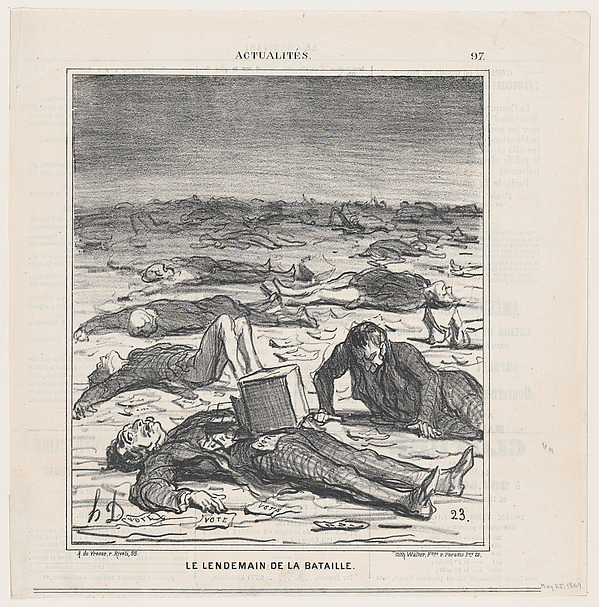 The day after the battle, from 'News of the day,' published in Le Charivari, May 25, 1869