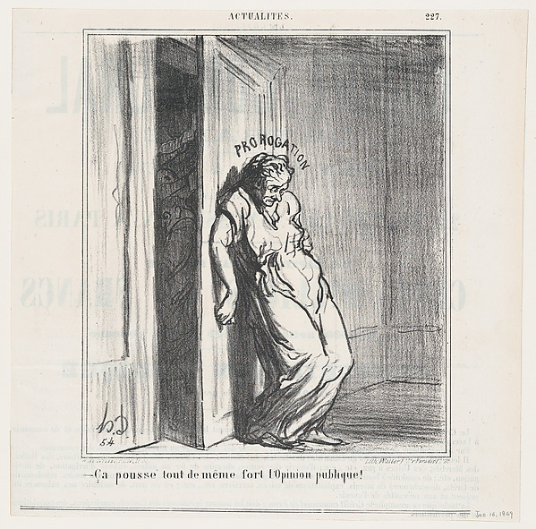 After all, public opinion is really pushing hard, from 'News of the day,' published in Le Charivari, January 16, 1869