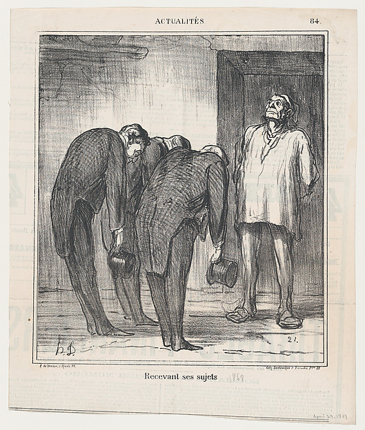 Receiving his subjects, from 'News of the day,' published in Le Charivari, April 29, 1869