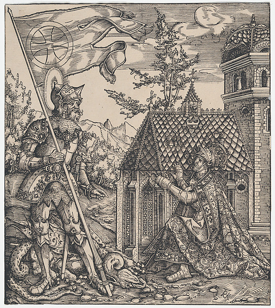 St George as the Emperor's Patron Saint, from "The Habsburg Saints" (Images de Saints et de Saints Issus de la Famille de L'Emperor Maximilian I) by Hans Springinklee