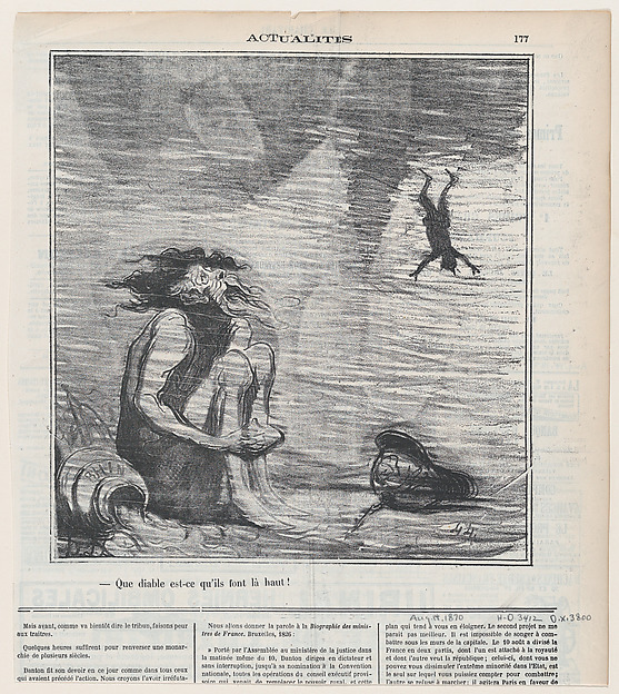 What the devil are they doing up there?, from 'News of the day,' published in Le Charivari, August 14, 1870