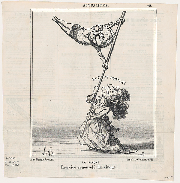Pole-vault: An exercise taken from the circus, from 'News of the day,' published in Le Charivari, March 9, 1870