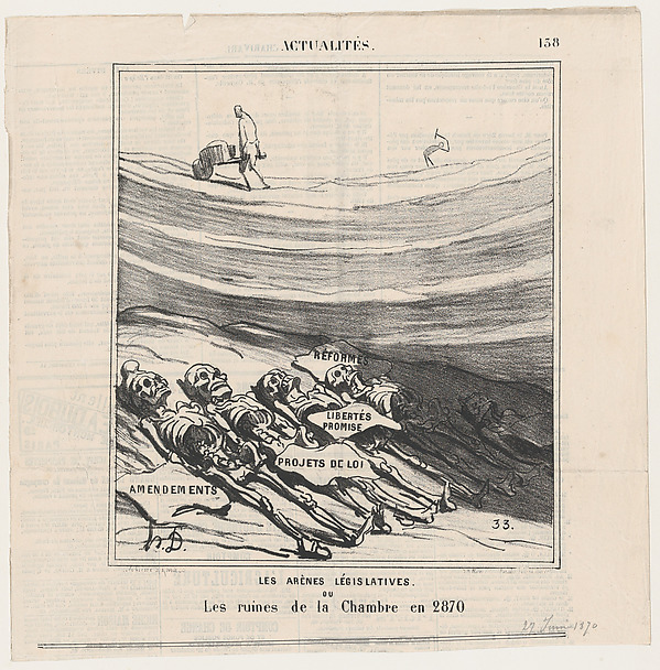 The legislative arena or the ruins of the Chamber of Deputies in the year 2870, from 'News of the day,' published in Le Charivari, June 27, 1870