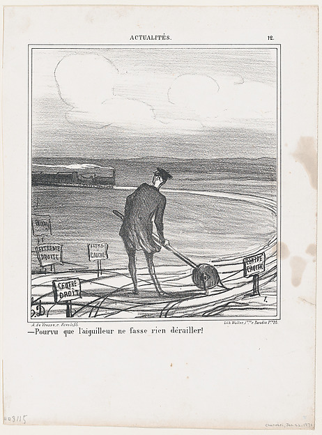 Provided that the switchman lets nothing derail, from 'News of the day,' published in "Le Charivari"
