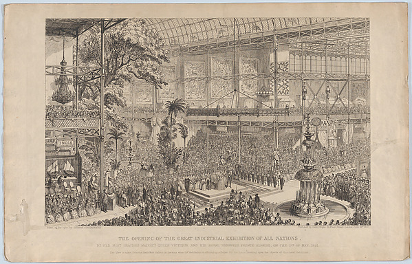 The Opening of the Great Industrial Exhibition of All Nations, by Her Most Gracious Majesty Queen Victoria and His Royal Highness Prince Albert, on the 1st of May, 1851: The View is Taken from the South West  Gallery, at the time when the Archbishop is offering up a Prayer for the Divine blessing upon the objects in the Exhibition