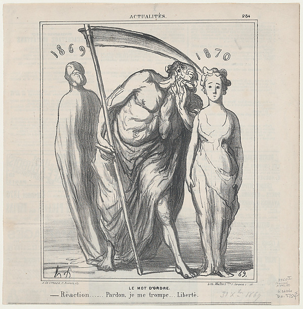 The password: Reaction...... pardon me, I am mistaken... Freedom.., from 'News of the day,' published in Le Charivari, December 31, 1869