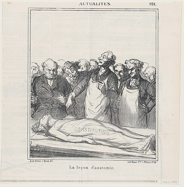 An anatomy lesson, from 'News of the day,' published in Le Charivari, August 21, 1869