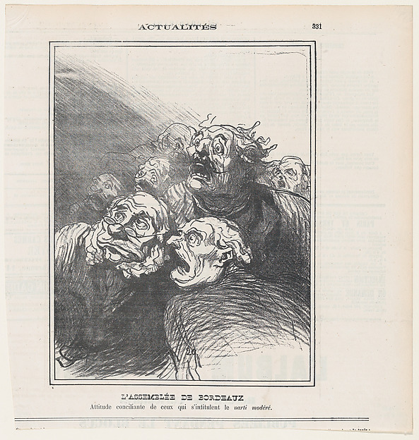 The Bordeaux Assembly: View of the conciliatory attitude of the "moderate party," from 'News of the day,' published in Le Charivari, March 11, 1871