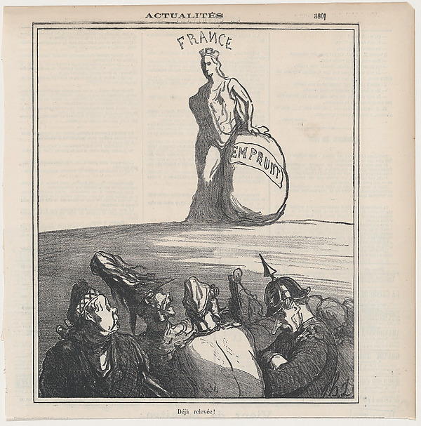 Already on her feet again!, from 'News of the day,' published in Le Charivari, July 19, 1871