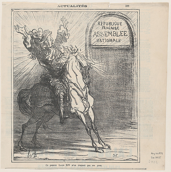 This poor King Louis XIV doesn't believe his eyes, from 'News of the day,' published in Le Charivari, August 21, 1871