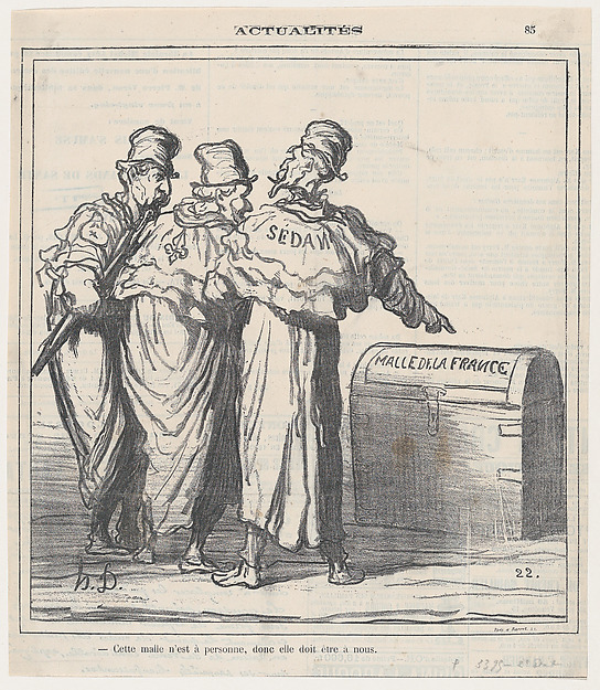 This trunk belongs no one, so it must be ours!, from 'News of the day,' published in Le Charivari, May 6, 1872