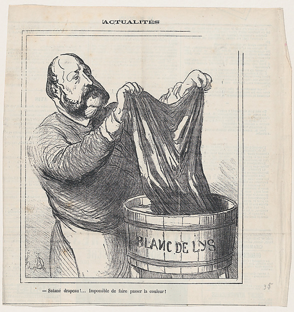 Damned flag! Impossible to get rid of the color, from 'News of the day,' published in Le Charivari, March 2, 1872