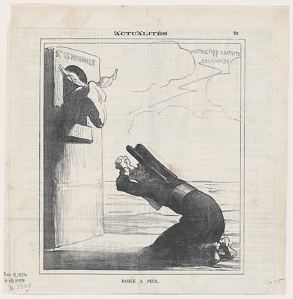 Basile in fear, from 'News of the day,' published in Le Charivari, February 9, 1872
