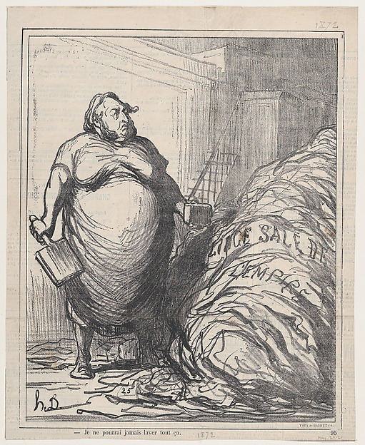 I'll never be able to wash all of this, from 'News of the day,' published in Le Charivari, May 20-21, 1872