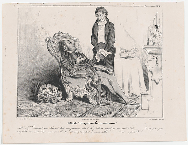 Plate 34: Hell! Common manners must be respected, from 'Caricaturana,' published in Les Robert Macaires