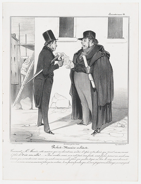 Plate 41: Robert Macaire, architect, from 'Caricaturana,' published in Les Robert Macaires
