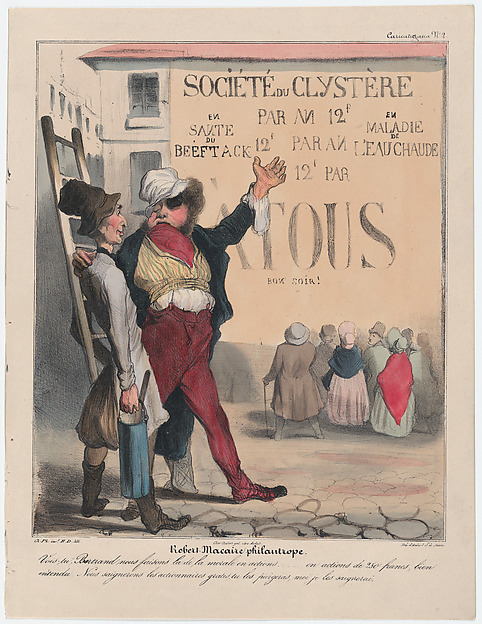 Plate 2: Robert Macaire, philanthropist, from 'Caricaturana,' published in Les Robert Macaires