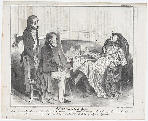 Plate 3: Robert Macaire, journalist, from 'Caricaturana,' published in Le Charivari, September 10, 1836