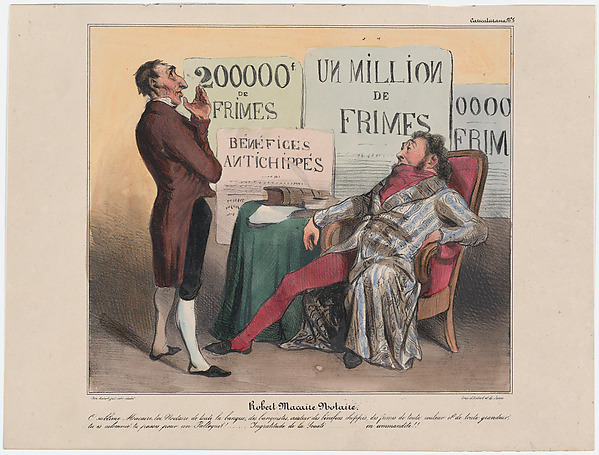 Plate 5: Robert Macaire as notary public, from 'Caricaturana,' published in Les Robert Macaires